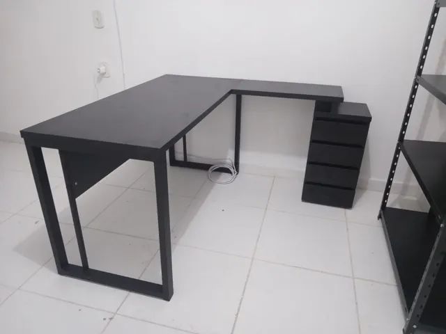 Mesa trabalho tipo L escritório com gavetas  - Foto 2