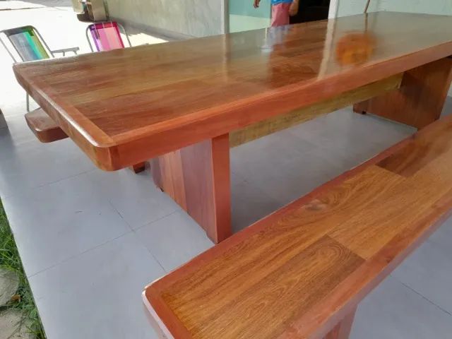Mesa de Madeira Ypê no Estilo Taco.  - Foto 4