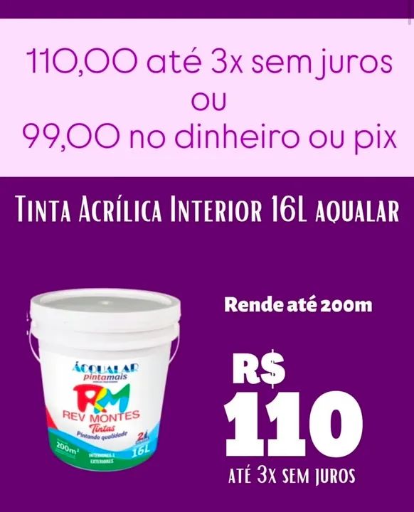 Tinta Acrilica Interior 16L Aqualar.