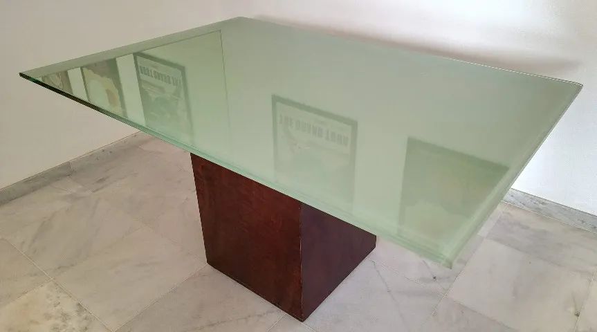 Mesa de jantar (retangular) grande, vidro 20mm, base central64962147574402121