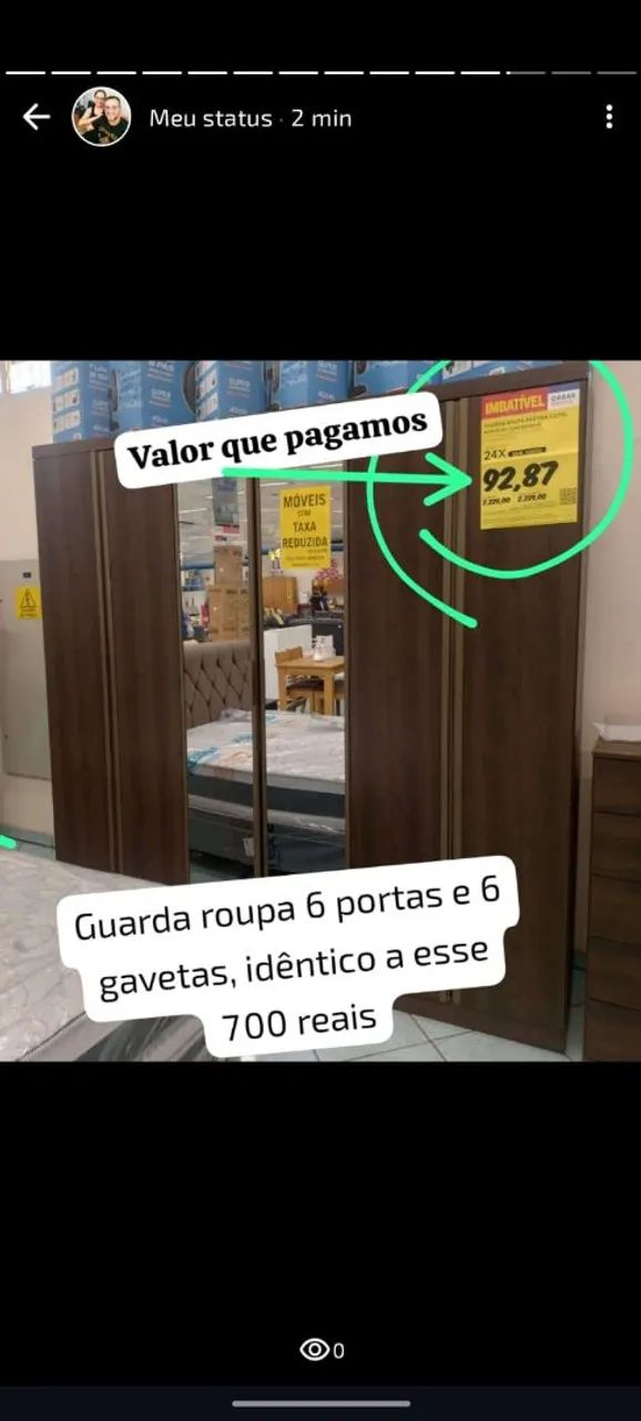 Guarda-Roupa 6 Portas e 6 Gavetas - R$ 700