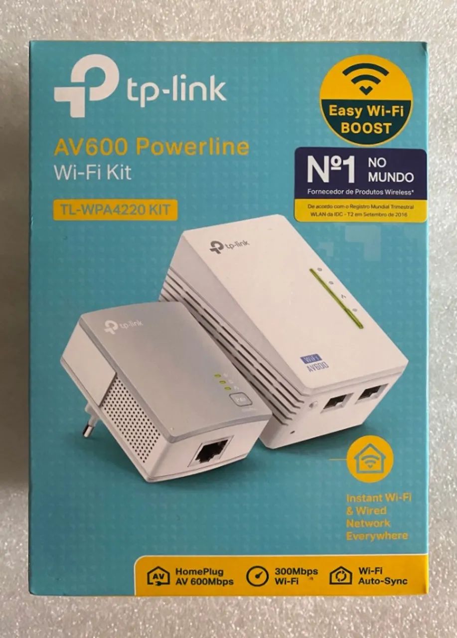 Kit Tp-link Powerline Av600 Extensor Rede Tomada Elétrica