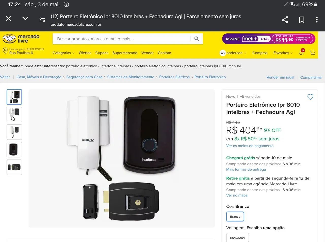 Kit Porteiro Eletrônico Intelbras IPR 8010 + Fechadura Elétrica FX 500 - Foto 2