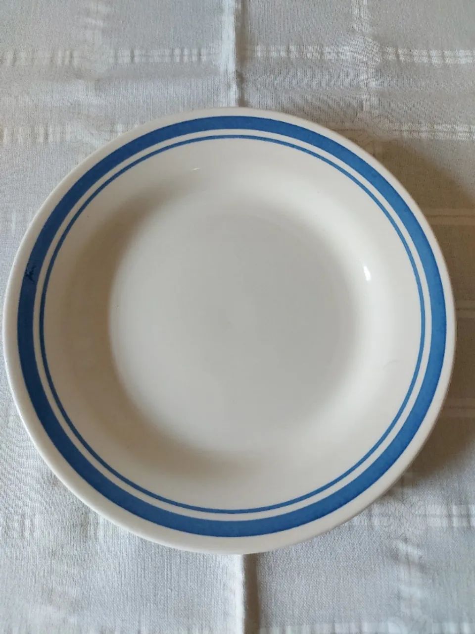 vintage - conjunto de pratos rasos e de sobremesa - padrão cebolinha - oxford - Foto 3