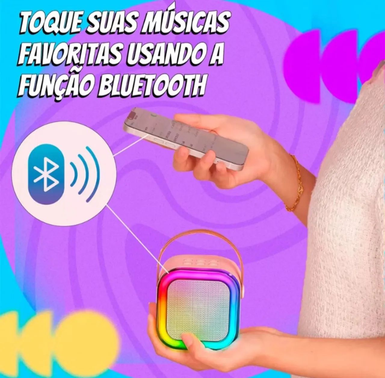Caixa de Som Bluetooth com Karaokê - K12 / Microfone  - Foto 2
