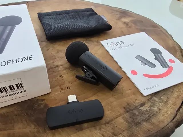 Fifine M6 Microfone S/fio Lapela Para Celular Android 2.4ghz Cor Preto - Foto 5