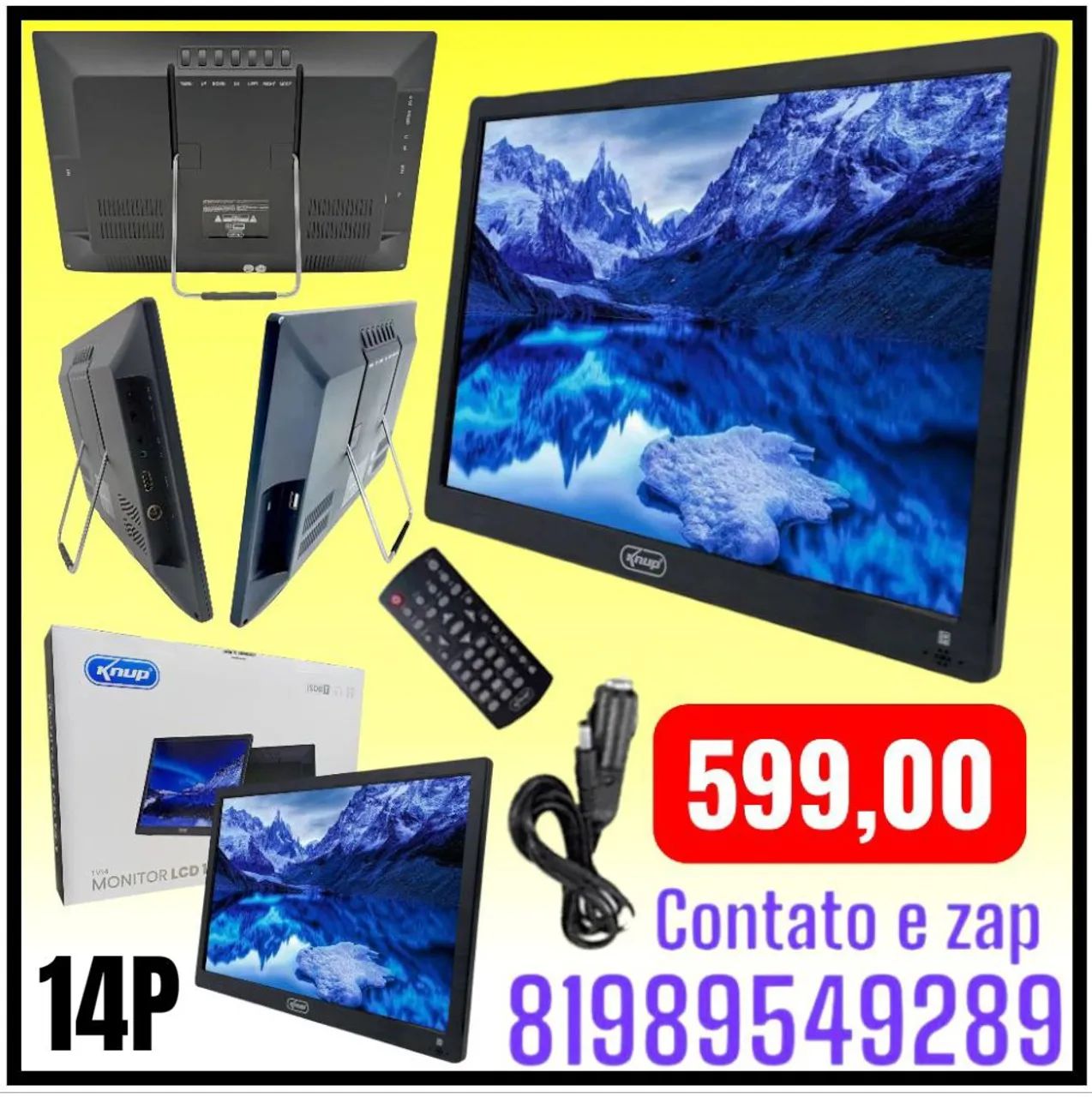 Tv Digital Portátil 14 Polegadas 12v Hd 