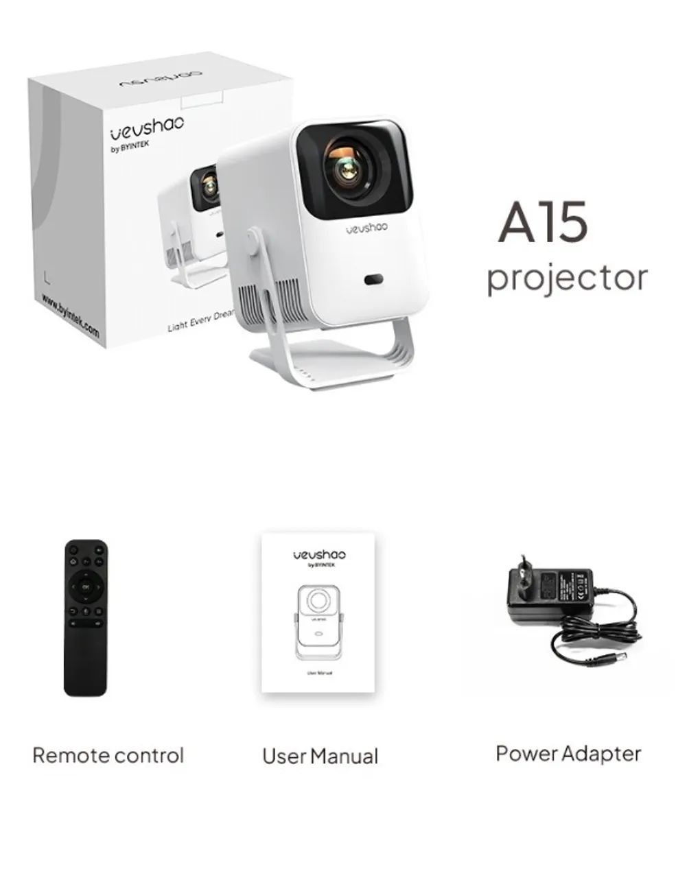 Projetor Vevshao A15 Android 13 -  WiFi Dual 5G, Foco Automático, Ótica Selada - Foto 2