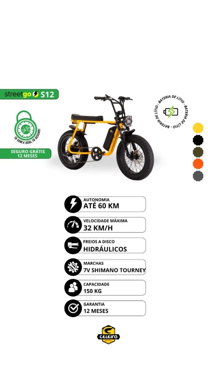 Bike eletrica Strett Go S12  R$7.619  NO PIX!!!! - Foto 5