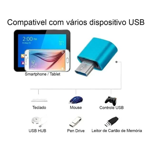Adaptador OTG USB Tipo C e V8 - Foto 4