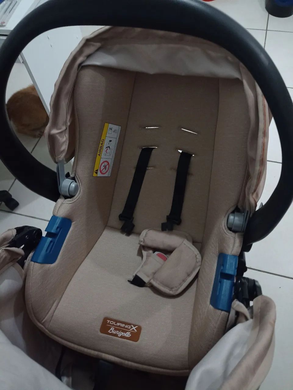Travel System Burigotto Carrinho de Bebê com Bebê Conforto Ecco + Touring X Mon Amour Bege - Foto 4