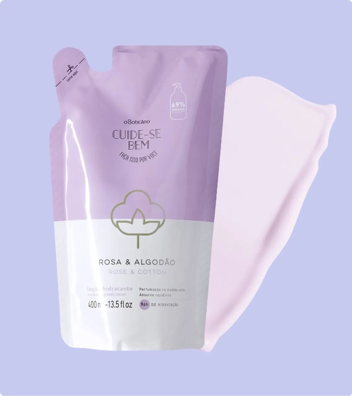 Refil Rosa & Algodão (Cuide-se Bem) O Boticário - 350ml - Foto 2
