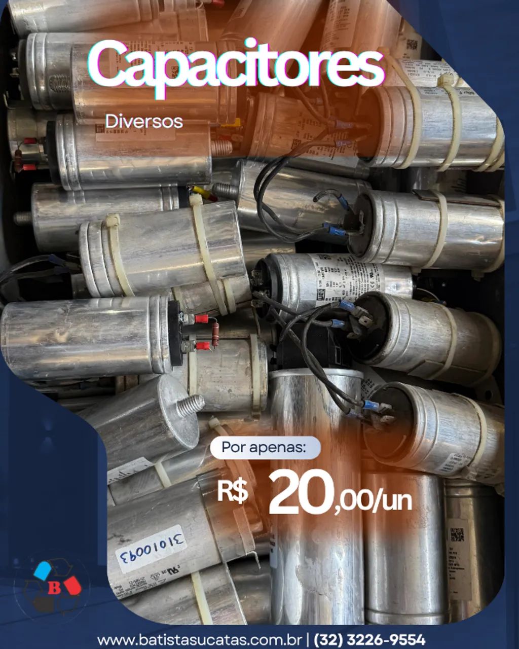 Capacitores de partida e funcionamento diversos modelos em alumínio