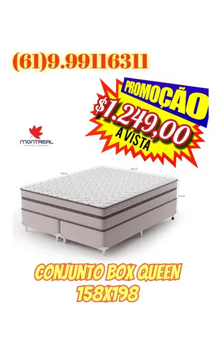 Conjunto box universal com molas ensacadas Montreal Roma 158x198