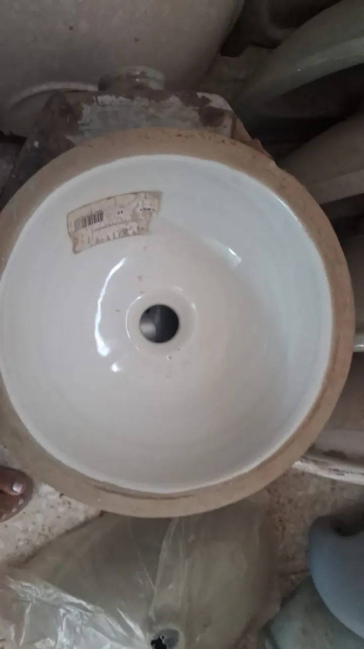 Cuba para banheiro oval branca e cinza 490x365mm