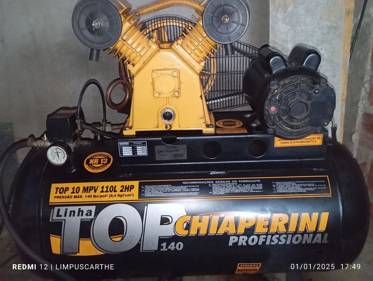 Compressor de ar TOP 110L 2HP Chiaperini
