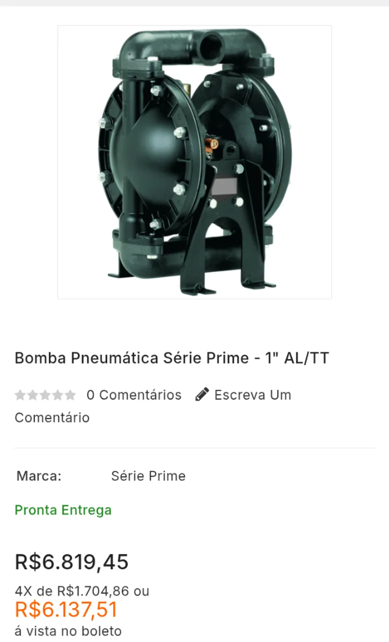 Bomba pneumática com diafragma