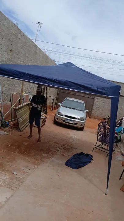 Tenda Gazebo Dobrável 3x3 Sanfonada Articulada AZUL da Belfix - Foto 2