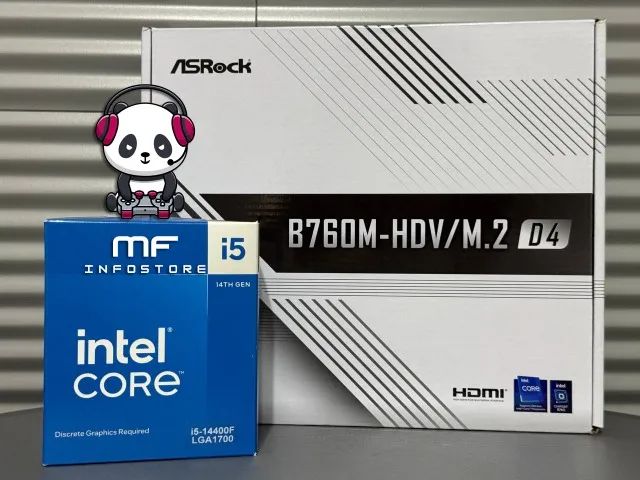Kit Processador Intel i5 14400F + B760 ASRock HDV - NOVOS