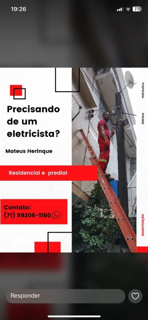 Eletricista residencial,predial e comecial