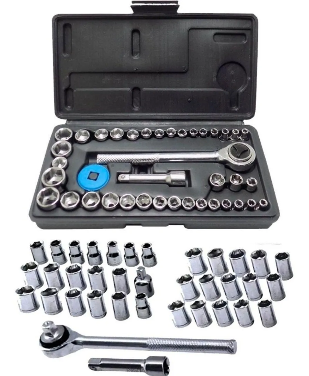 Kit Chaves Jogo Catraca Soquetes 40 Peças Maleta Titanium Platina