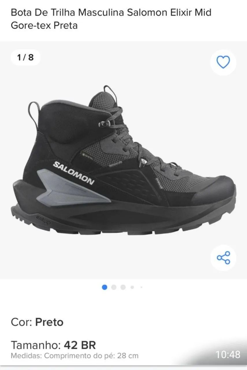Bota Salomon Elixir Mid Gore-tex Masculina 42 BR