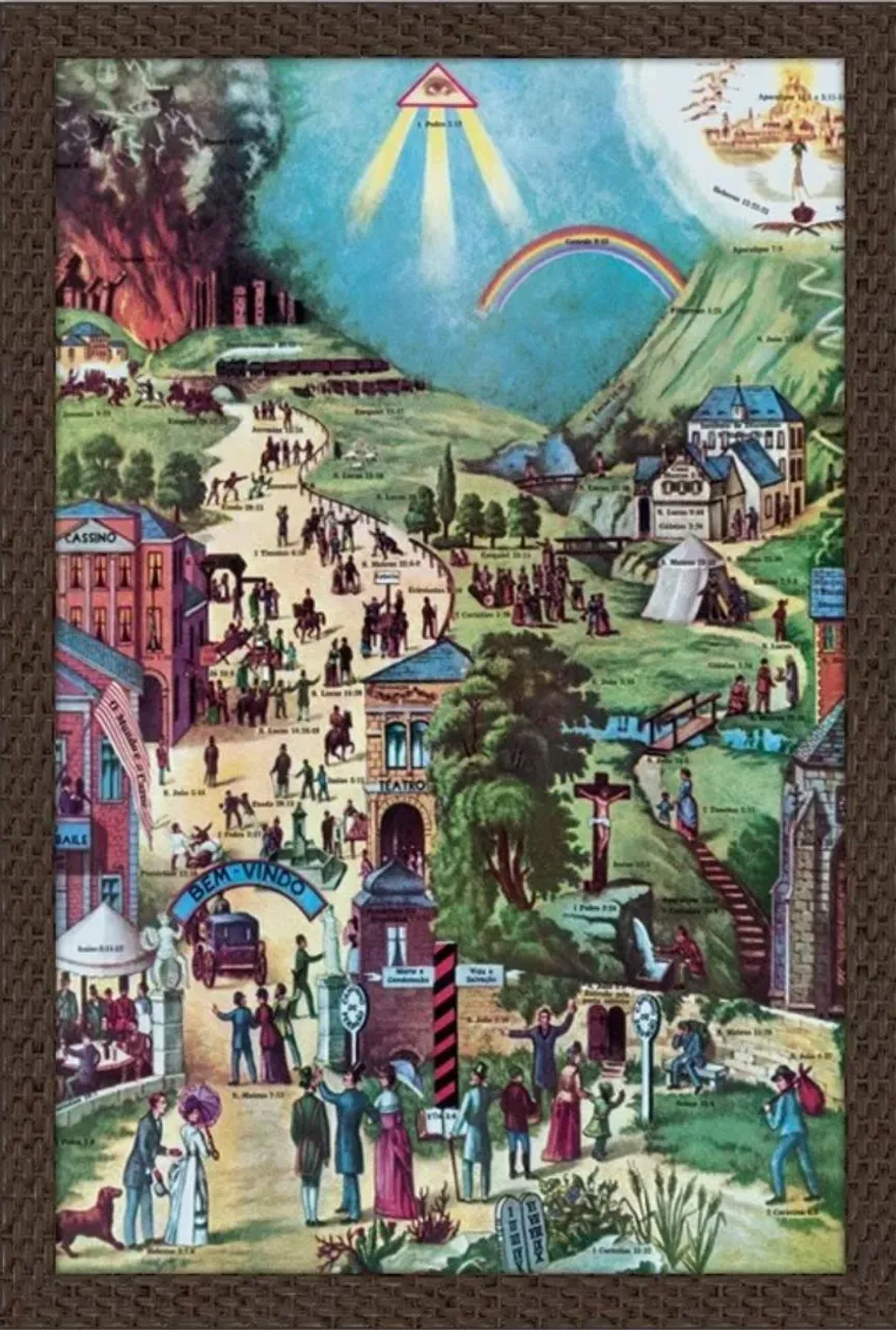 Quando Bíblico Os Dois Caminhos 54X74 CM Com Moldura