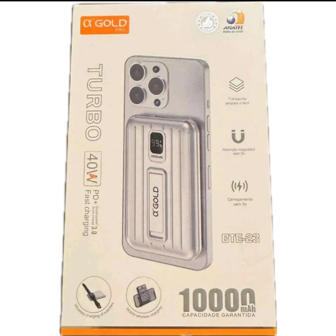 Power Bank Carregador Portátil 10000mah Indução turbo  carregar celular e relogio - Foto 2