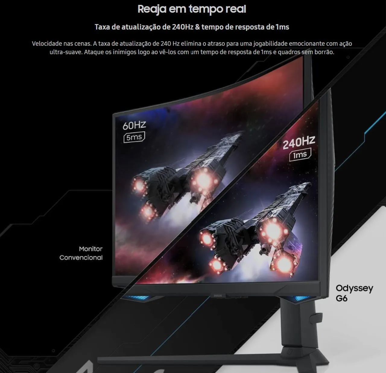 Samsung Odyssey G6 Monitor Gamer 240hz, 1ms, 27p, 1440p (2k), função Smart com Controle - Foto 4