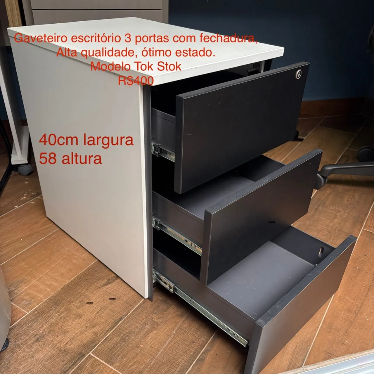 Gaveteiro de escritório 3 portas Tok Stok