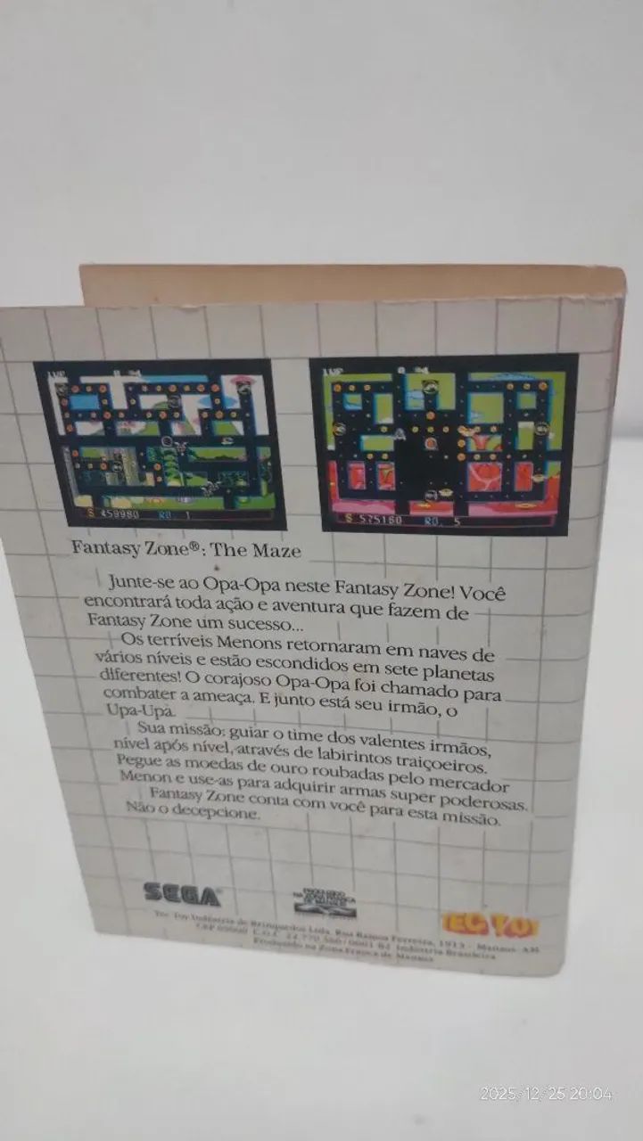 Encarte original recortado fantasy zone the maze sega master
