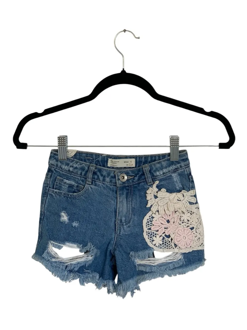 Short jeans Zara girls com detalhe TAM 6 anos