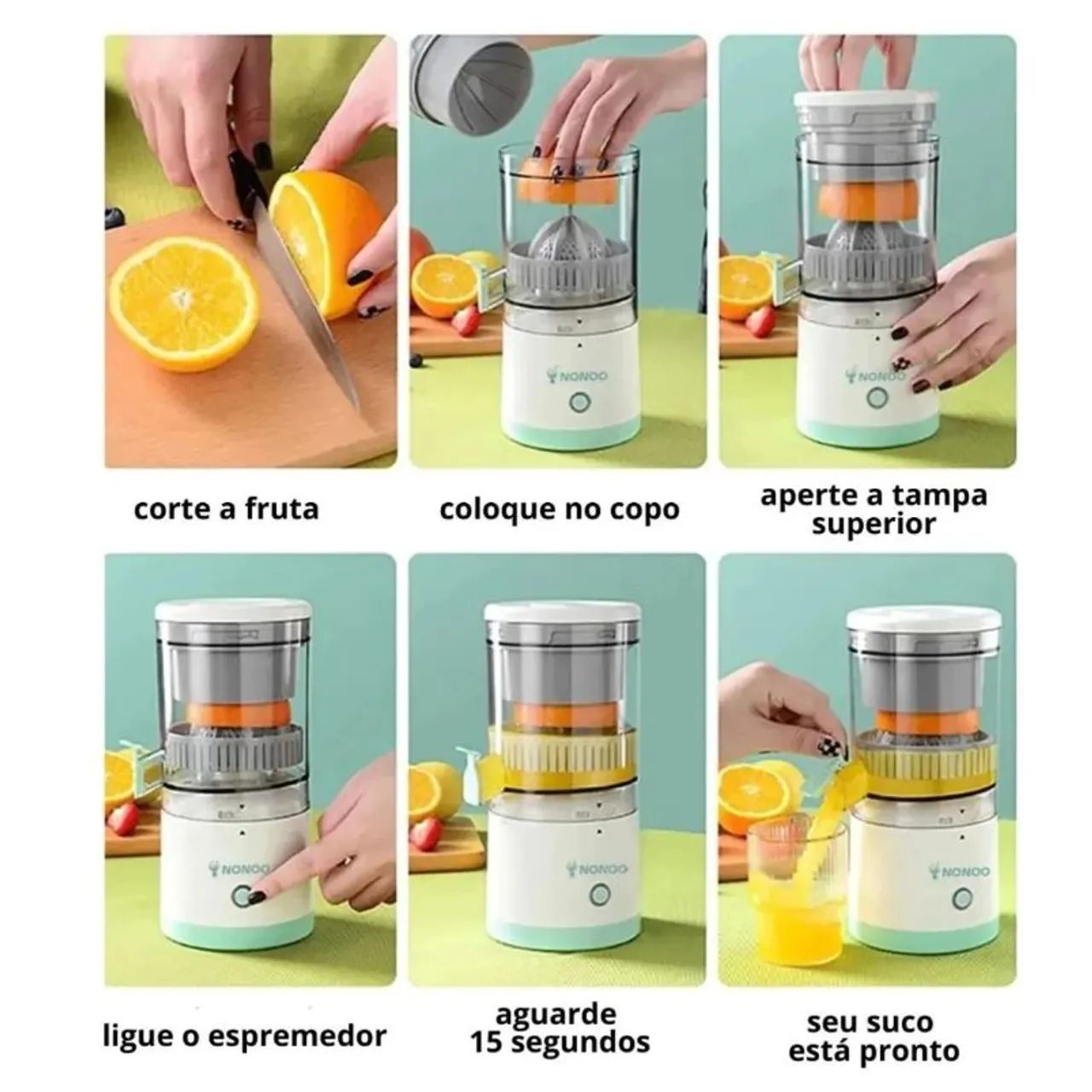 Espremedor Elétrico de Laranja e Frutas Portátil Recarregável via USB - Foto 2