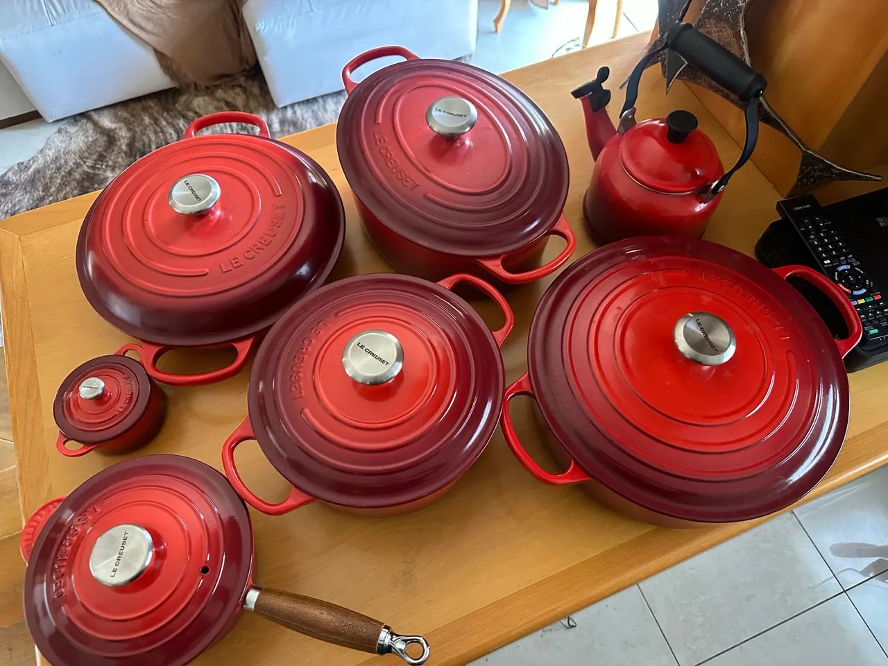 Panelas Le Creuset, ferro fundido (lote 7 itens) 