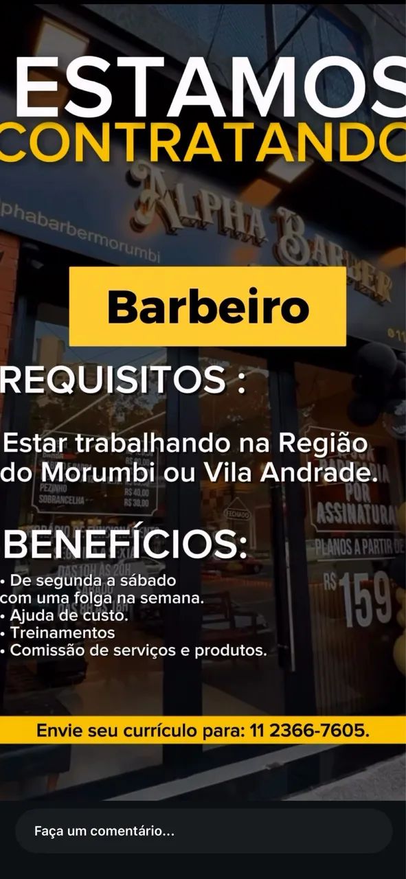 Vaga Barbeiro. 