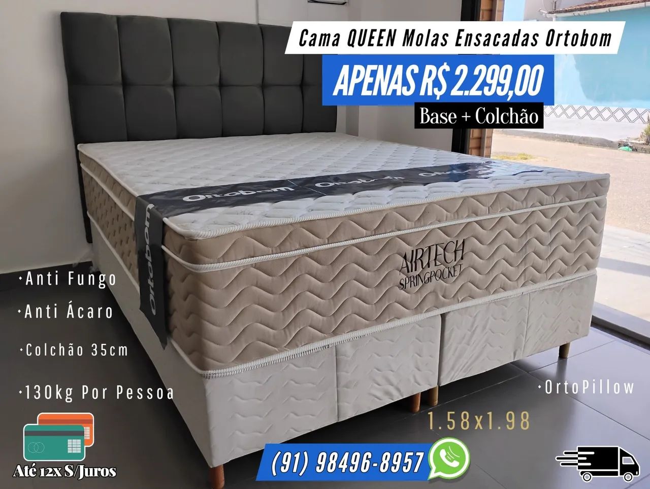 CAMA QUEEN ORTOBOM MOLAS ENSACADAS OFERTA 
