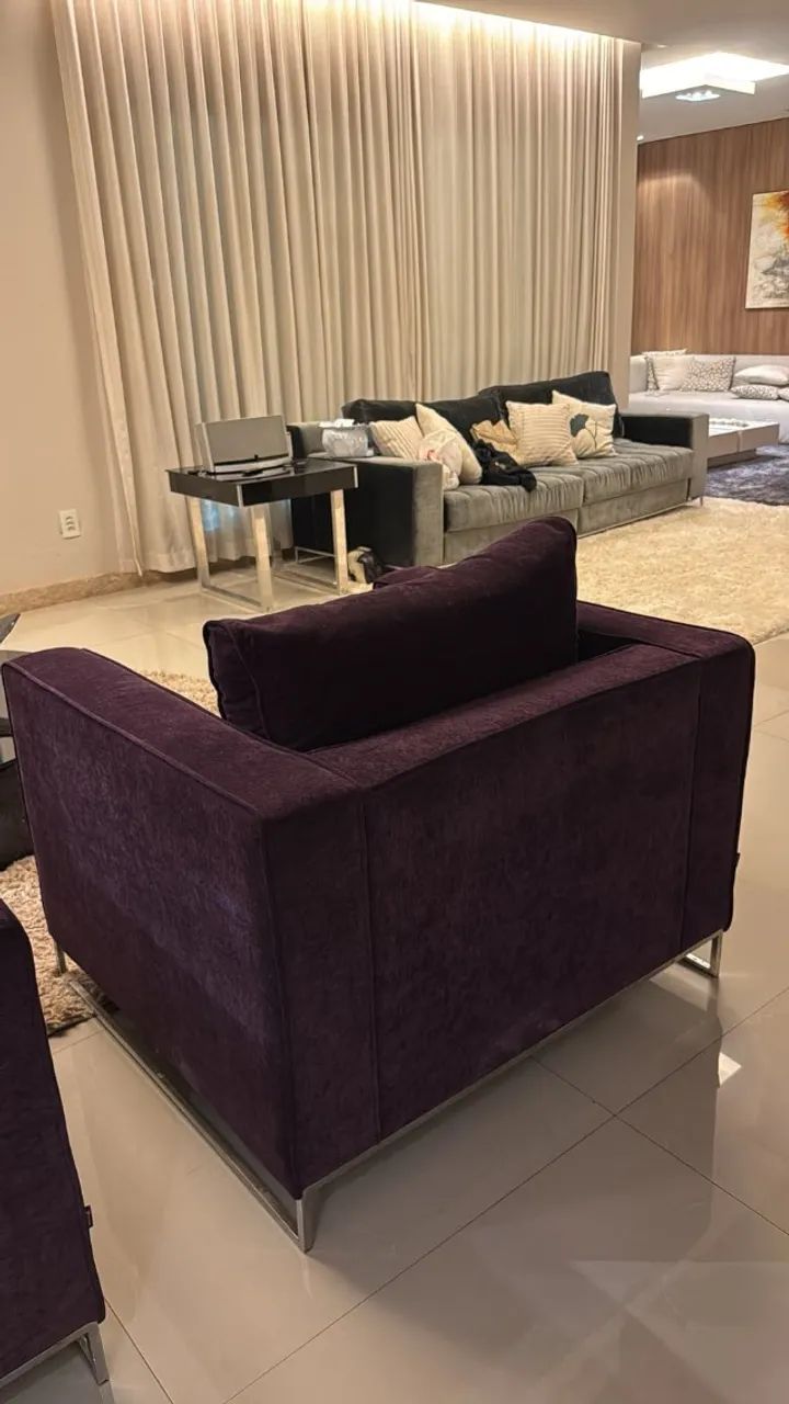 2 poltronas contemporanea de bracos retos com base metalica  - Foto 4
