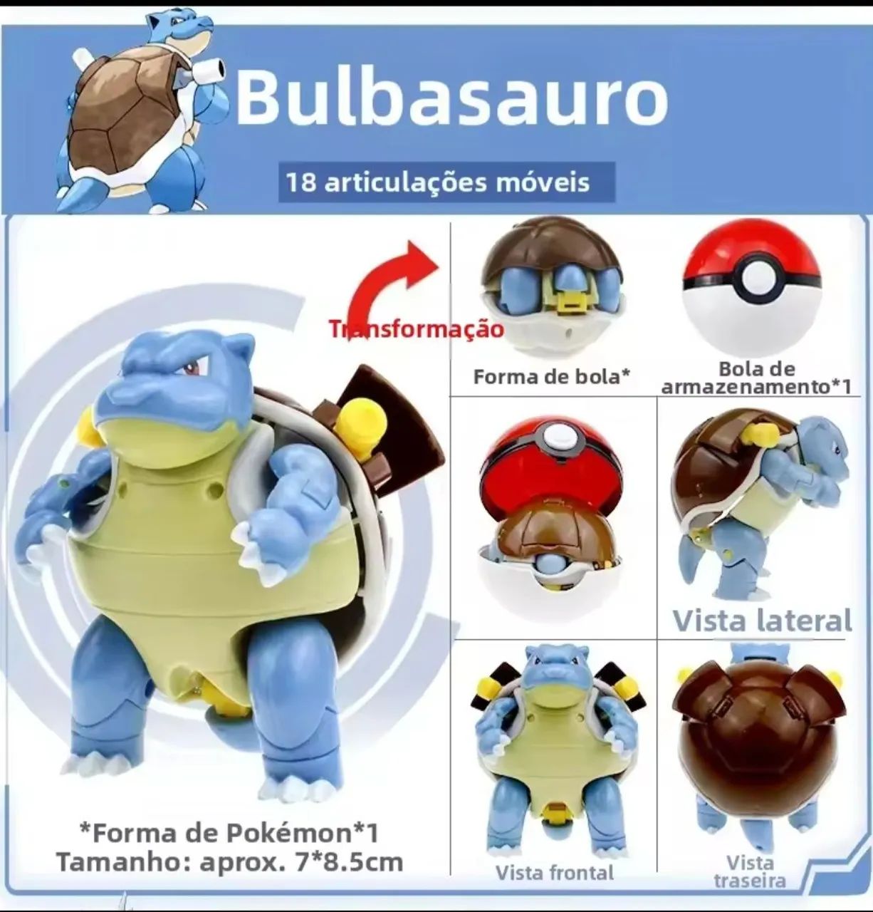Pokemon blastoise figure boneco e pokebola  - Foto 4