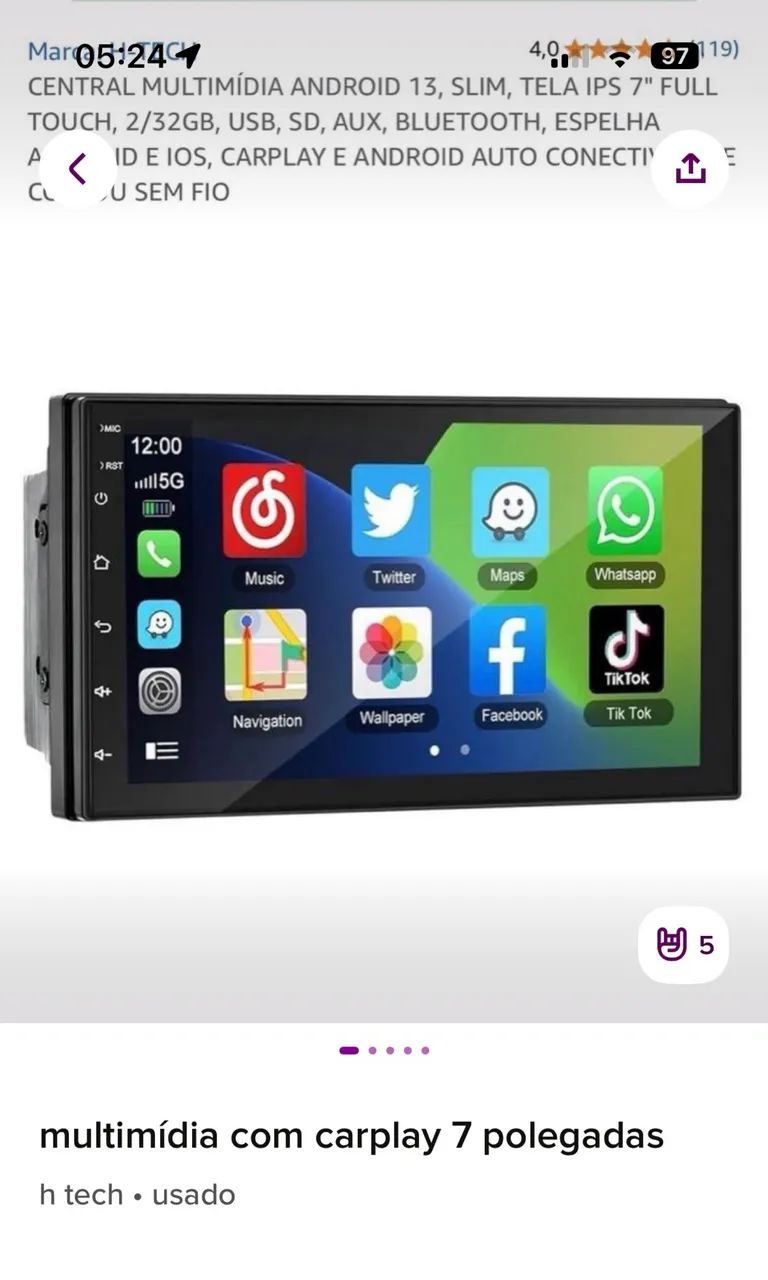 Multimídia com CarPlay sem fio h tech - Foto 3