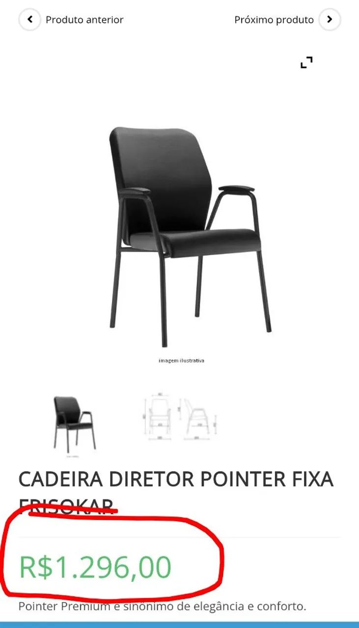 CADEIRA FLEXFORM FIXA ESCRITÓRIO COURO  - Foto 5