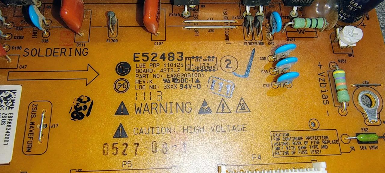 PLACA ZSUS LG 42PT250 EAX62081001 <br><br>REV:K<br><br>DC - Foto 5