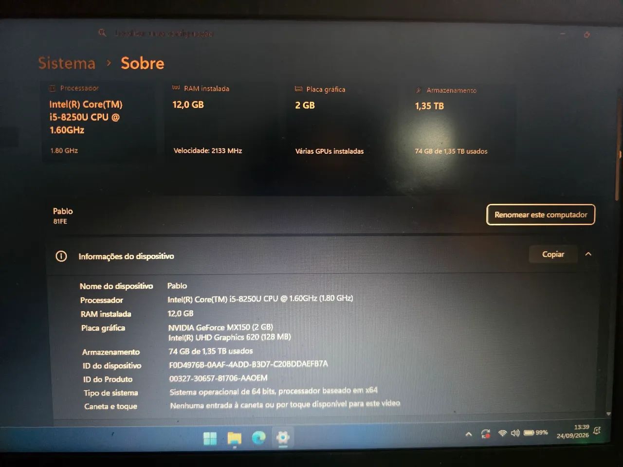 Notebook Lenovo i5, 12 gb ram, 480 ssd, 1tb hd e placa de video - Foto 3