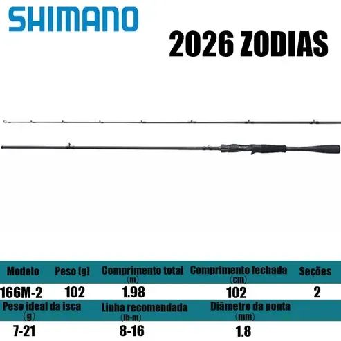 Vara para Carretilha SHIMANO ZODIAS - 16 lb - Modelo 2026 (166M-2
