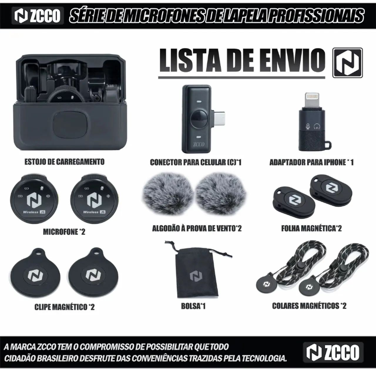 ZCCO J6 Microfone de Lapela - Foto 2