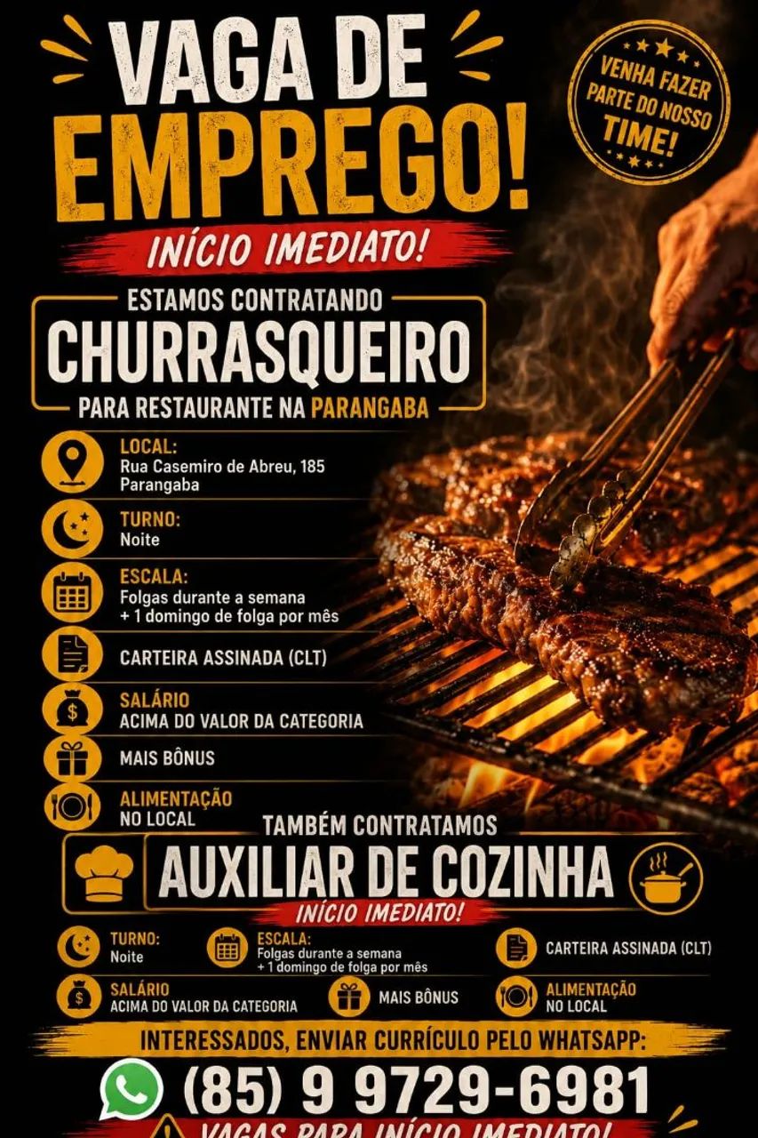 Churrasqueiro e Aux. de Cozinha  - Foto 3