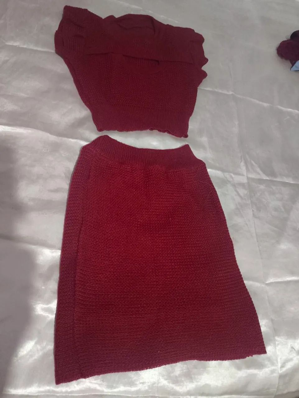Conjunto crochê marsala