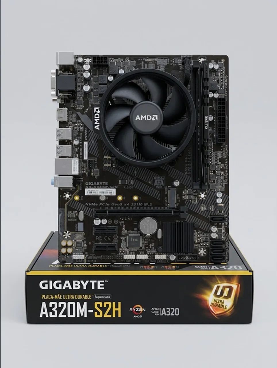 Kit Upgrade AM4: Ryzen 5 5500 + Placa-Mãe Gigabyte A320M-S2H (Com Cooler)