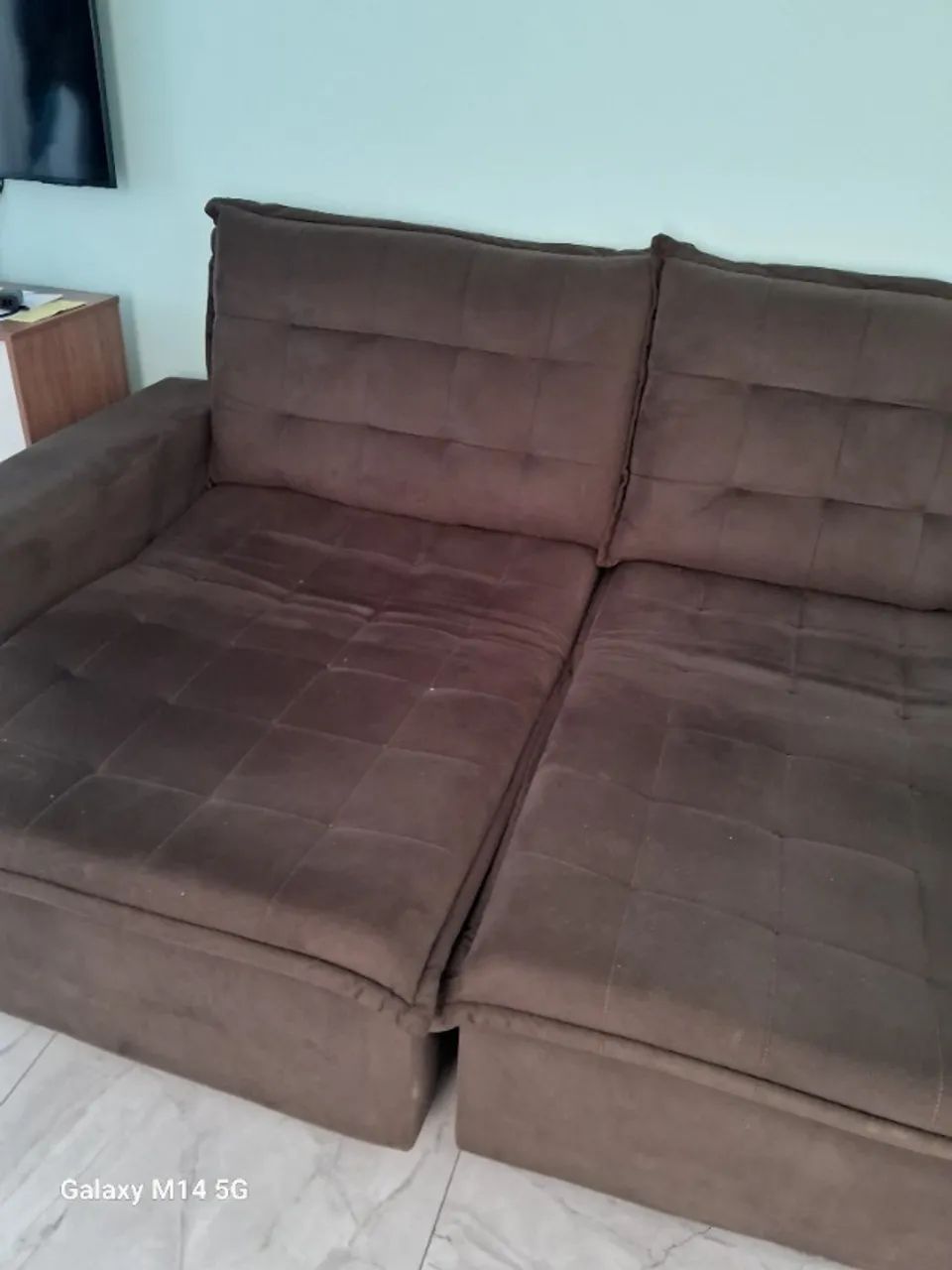 Sofá articulado, conservado, tecido  suede. - Foto 5