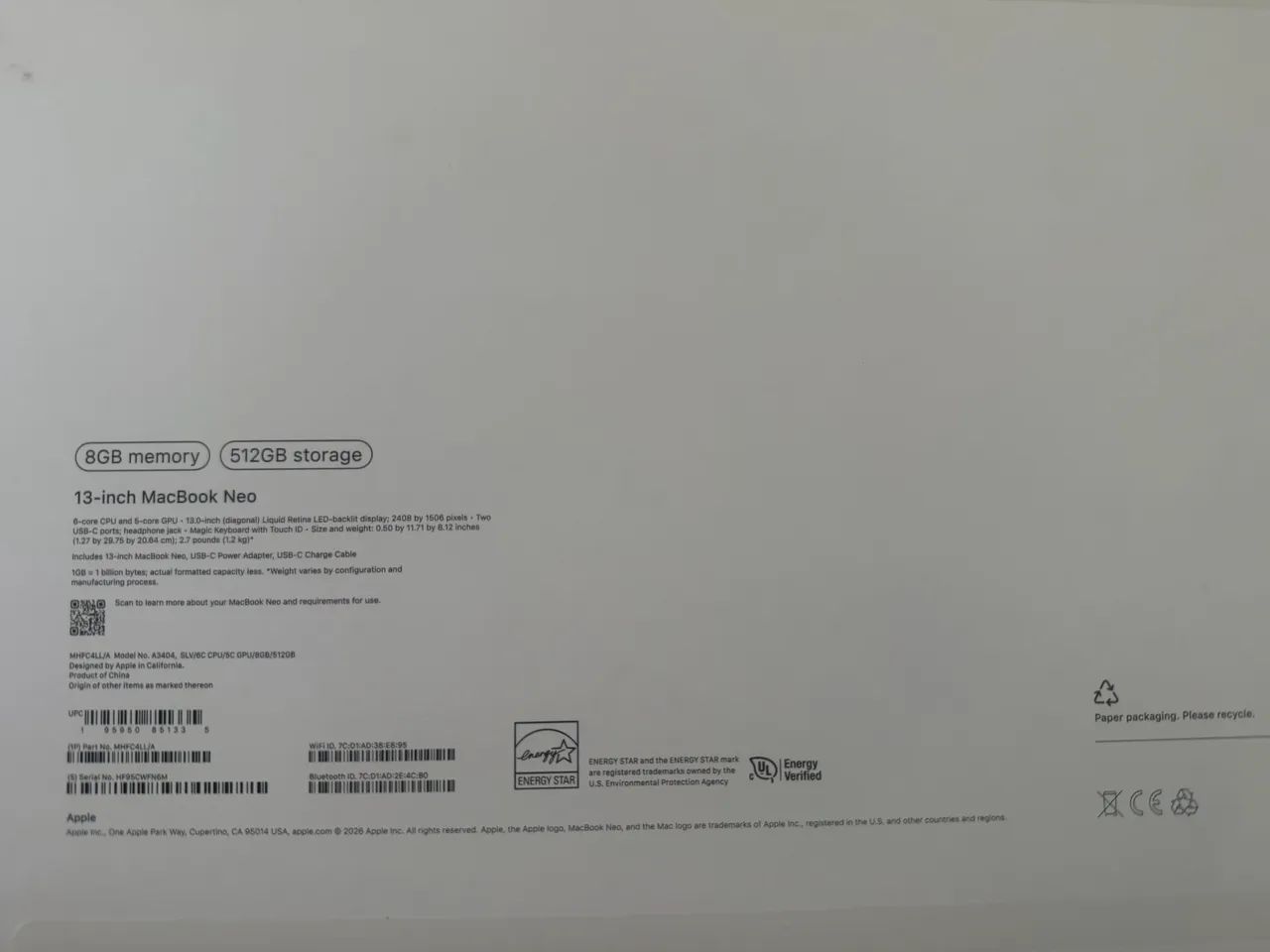 MacBook Neo 512g novo