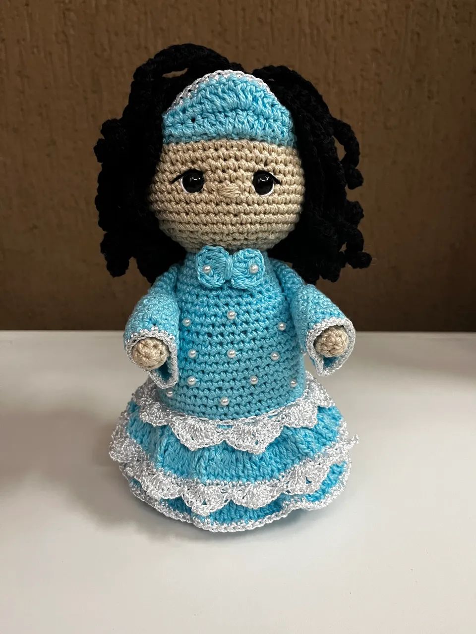 PRONTA ENTREGA Boneca Iemanjá em Crochê Amigurumi Pelúcia Orixás Feito a Mão